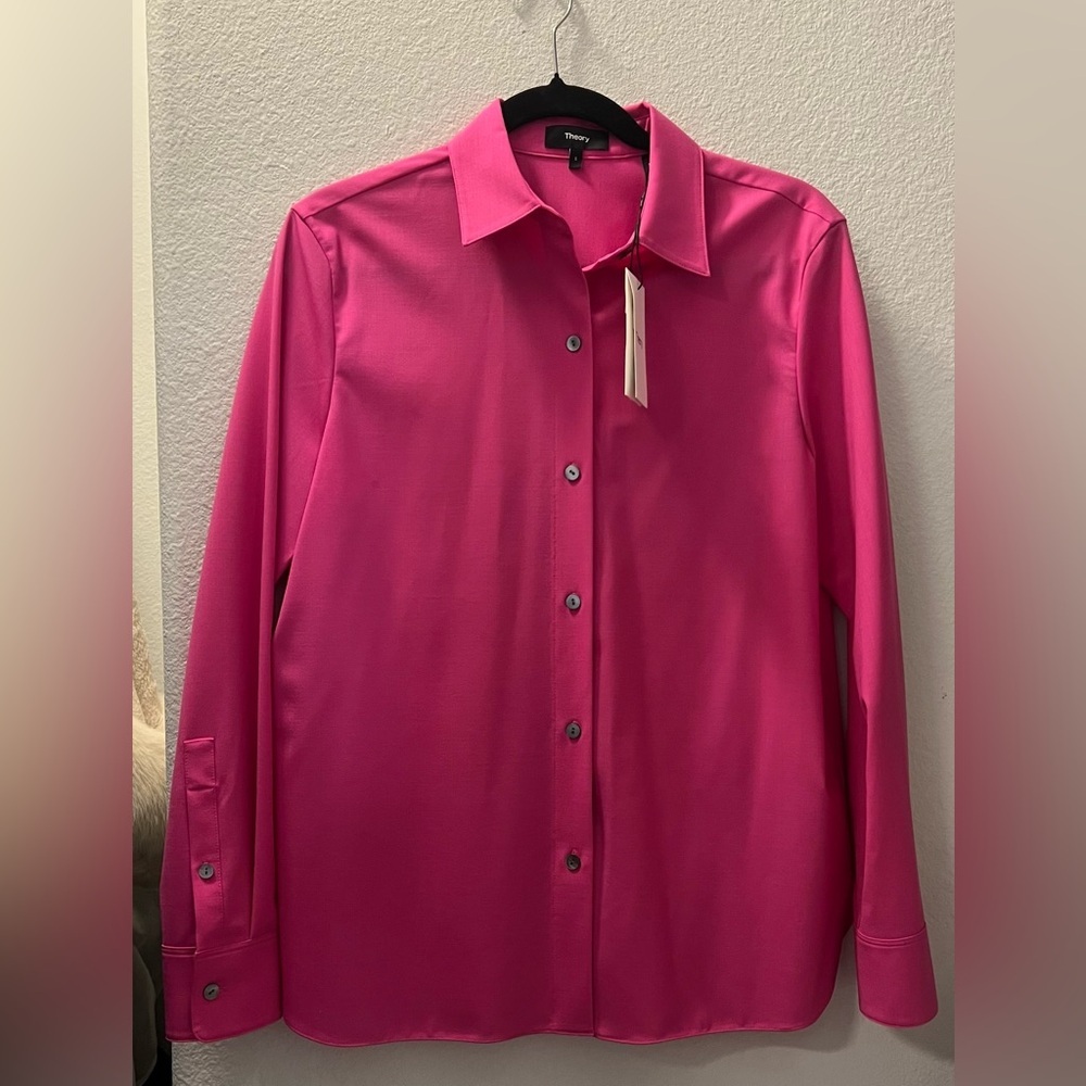 Theory Women's Bright Pink Button Down Shirt